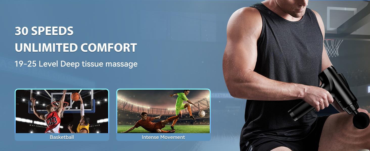 Handheld Muscle Massager Deep Tissue M68-7,Pain Relief with 9 Attachments&30 Speed,Massage Device for Knee,Foot,Neck,Back, Perfect Gift