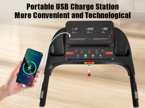 【Bellemave】NEW Treadmills for Home, 2.5HP Quiet Folding Treadmill with Heart Rate Sensor, 300lbs Weight Capacity, 7.5MPH, Incline Treadmill With USB Charge Station & Bluetooth Speaker, 6 Shock-Absorbing