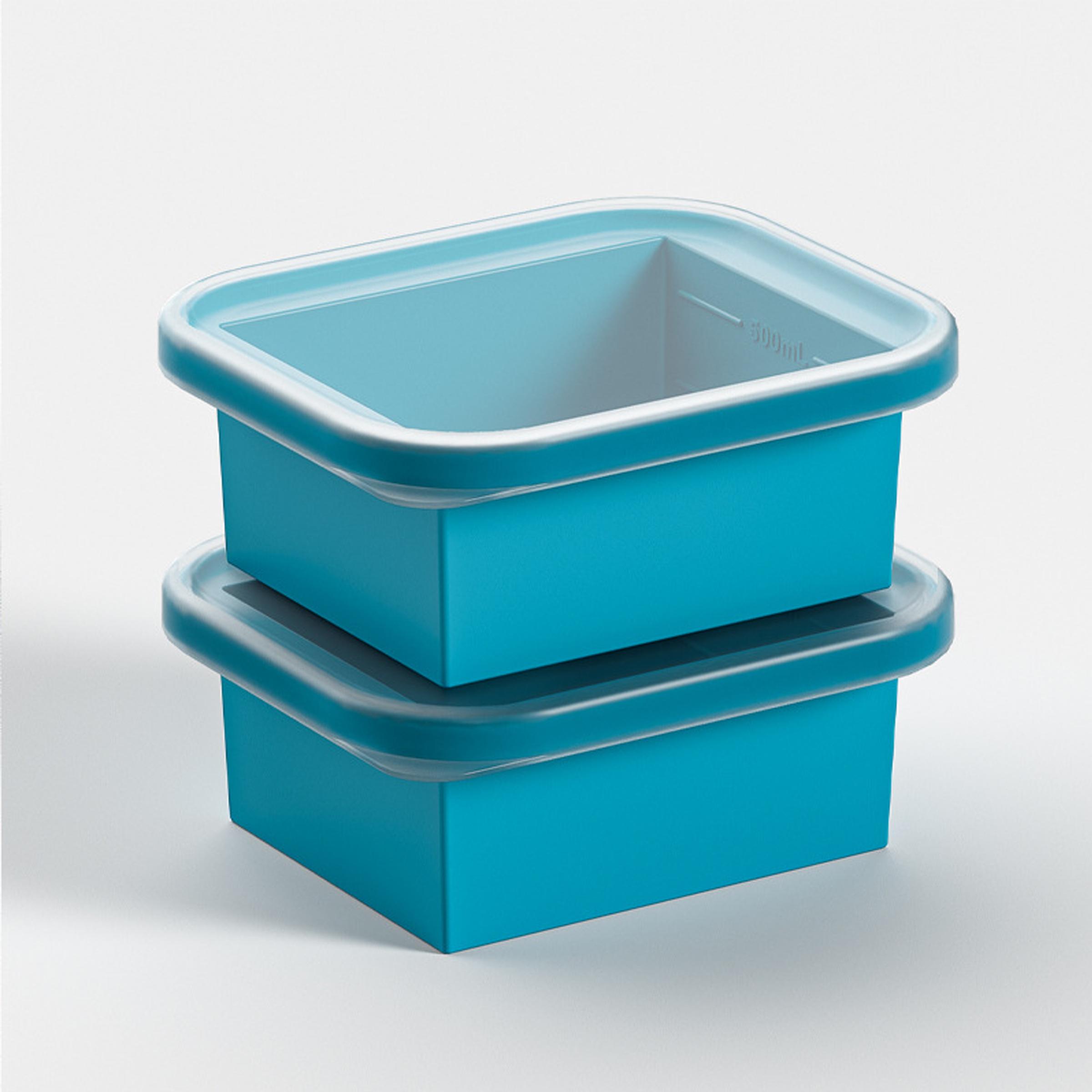 Lidded Silicone Freezer Tray, 17 oz (500 ml), BPA-Free Food Grade Material, Easy Release and Durable Design, 1/2 Pack, Reusable Food Storage Container, Easy Release Leak-Proof High-Temperature Soup and Dish Storage Box, Microwave and Dishwasher Safe