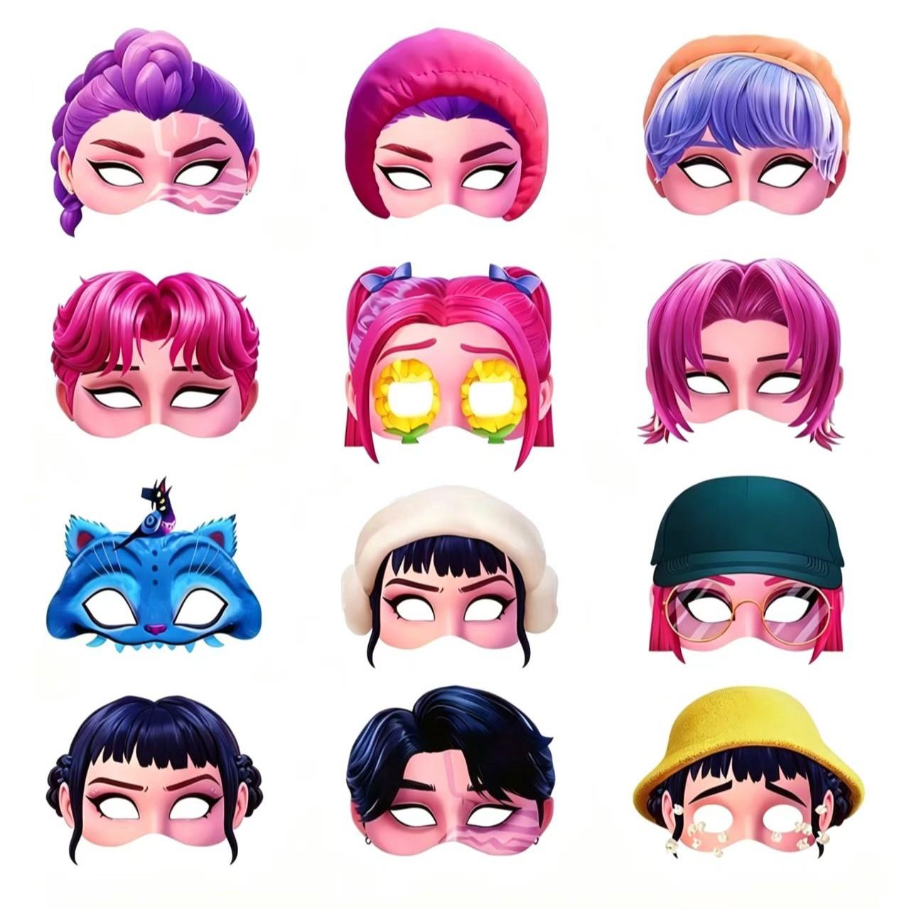 Korean cartoon girl group Dopamine Party gift set 5-piece set: 12 bracelets, 12 keychains, 12 gift bags, 12 cartoon badges, 12 decorative glasses, leaving unforgettable party memories