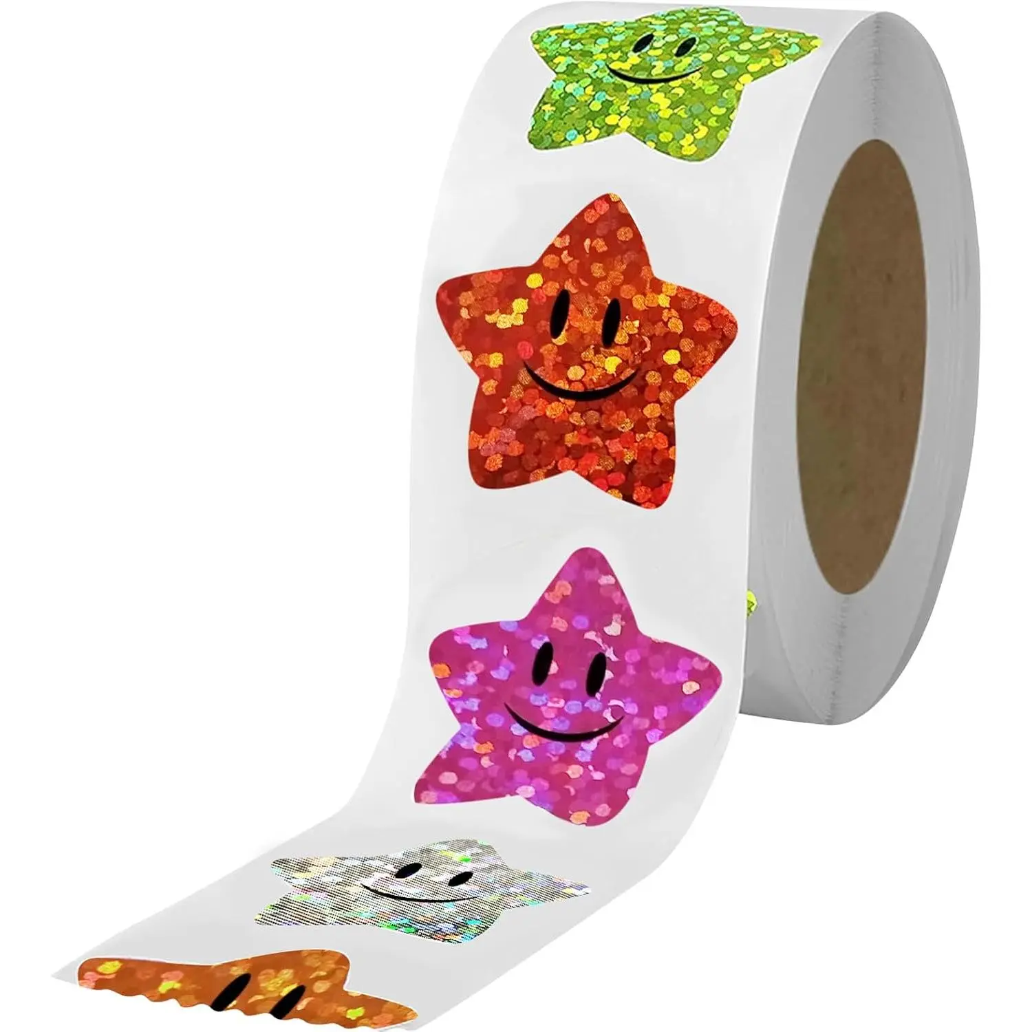 700 count Smiley   Stickers for  ,1inch 8 Colored Sparkly Foil  Stickers for Student Planner and School Classroom Teacher Supplies 3.15inch in Diameter per roll(8cm)