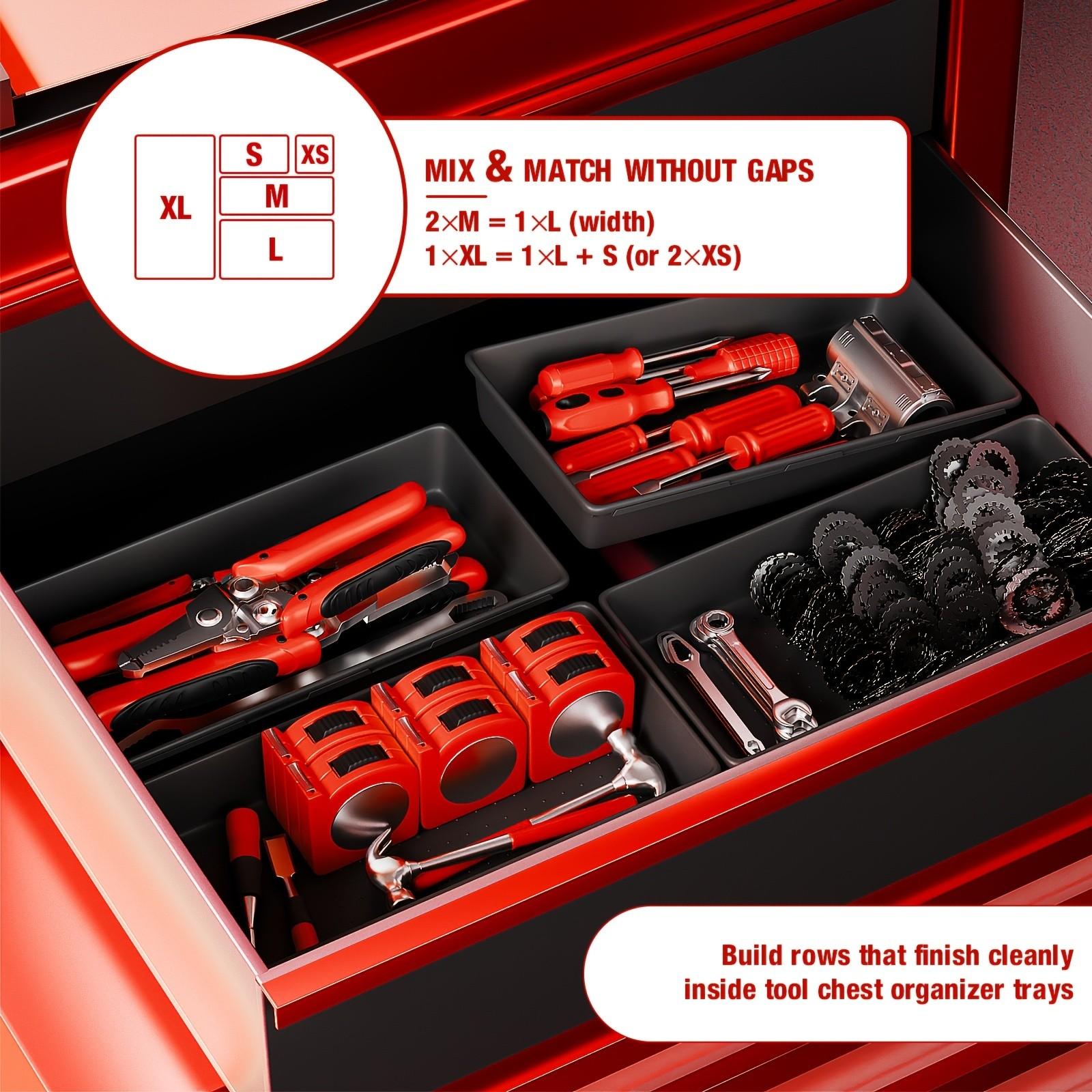 48PCS Stackable, Non-Slip Tool Storage Trays; 5 Sizes of Plastic Hardware Storage Boxes; Heavy-Duty Storage Trays for Garages and Workshops, Ideal for Screws, Bolts, and Hand Tools, Tool Storage Container, Tool Organizer