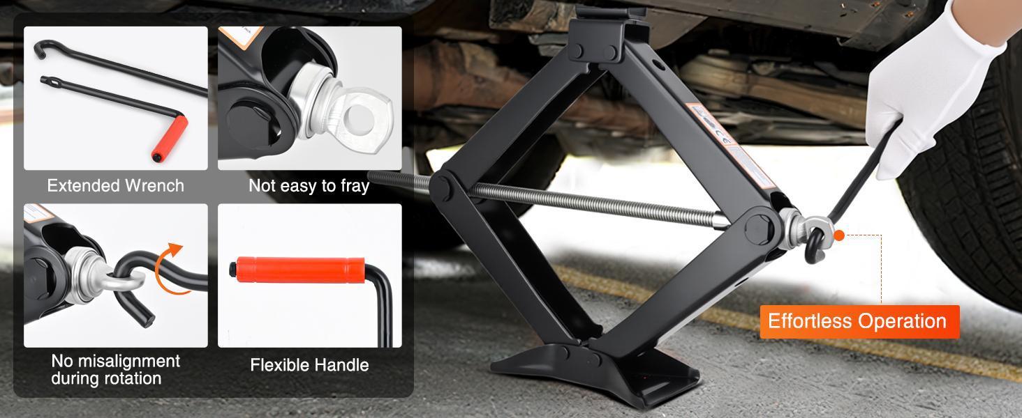 Nilight Scissor Jack for Car 2 Ton (4409 lbs), Heavy Duty Steel Scissor Lift Jack Car Kit with Crank Handle for Sedan SUV MPV Tire Changing, 3.9 Inch-15.7 Inch Lifting Range Portable Small Jack, Black
