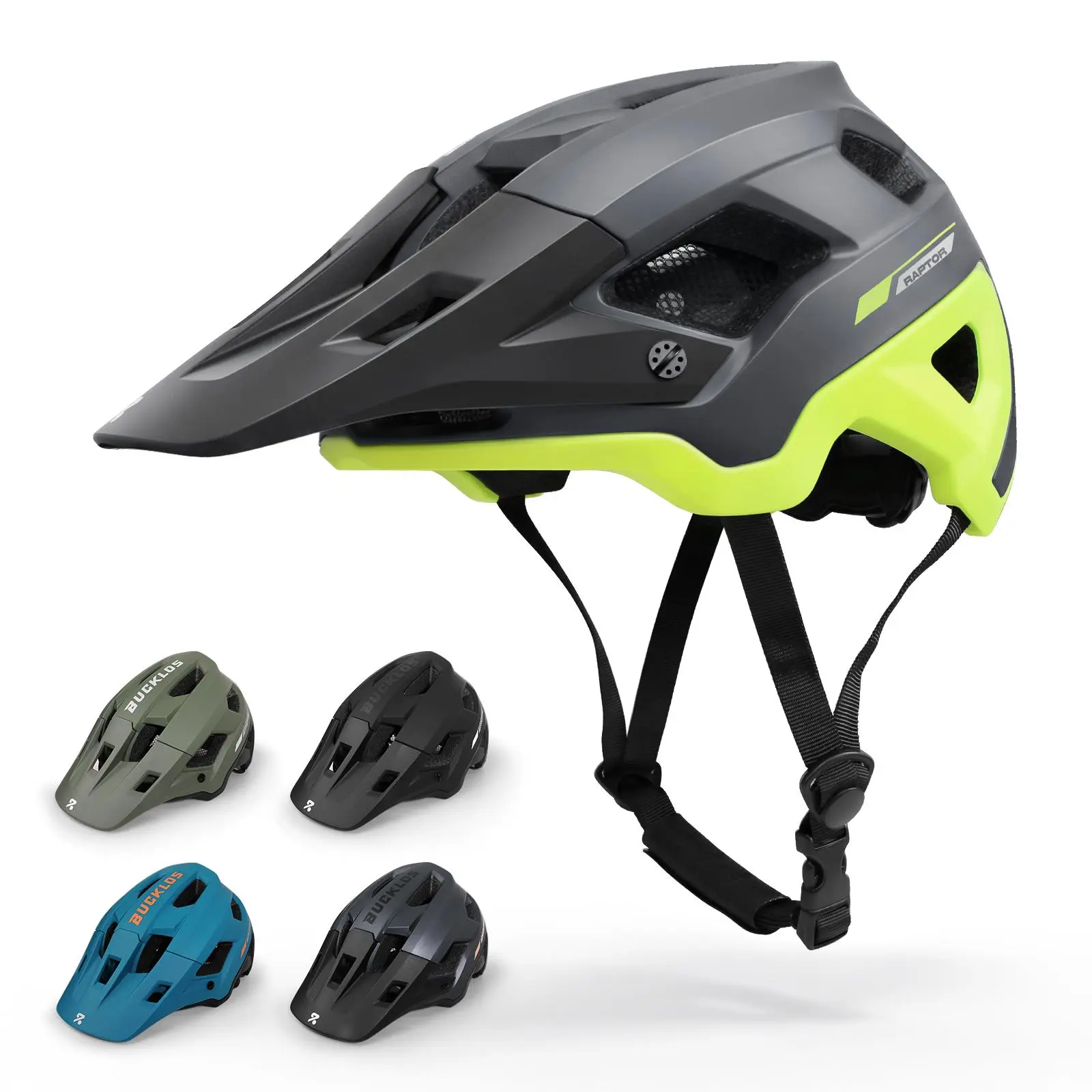 BUCKLOS Mountain Bike Helmet - CPSC & CE Certified Lightweight Polycarbonate MTB Helmet with Shock-Absorbing EPS, Adjustable Dial Fit, Removable Visor, Advanced Ventilation for Trail Riding & Commuting