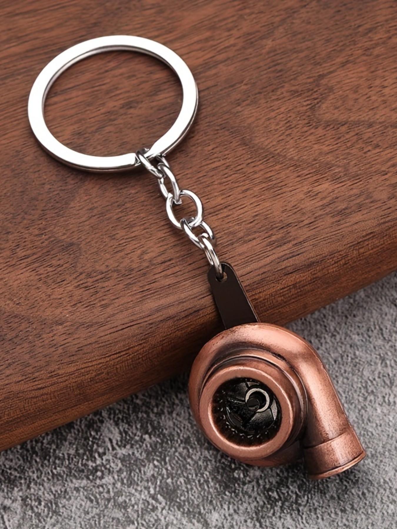 Turbocharger Keychain Set, 2 Zinc Alloy Street Style Car Accessories, Metal Key Ring with Waist Chain, Automotive Modification Parts