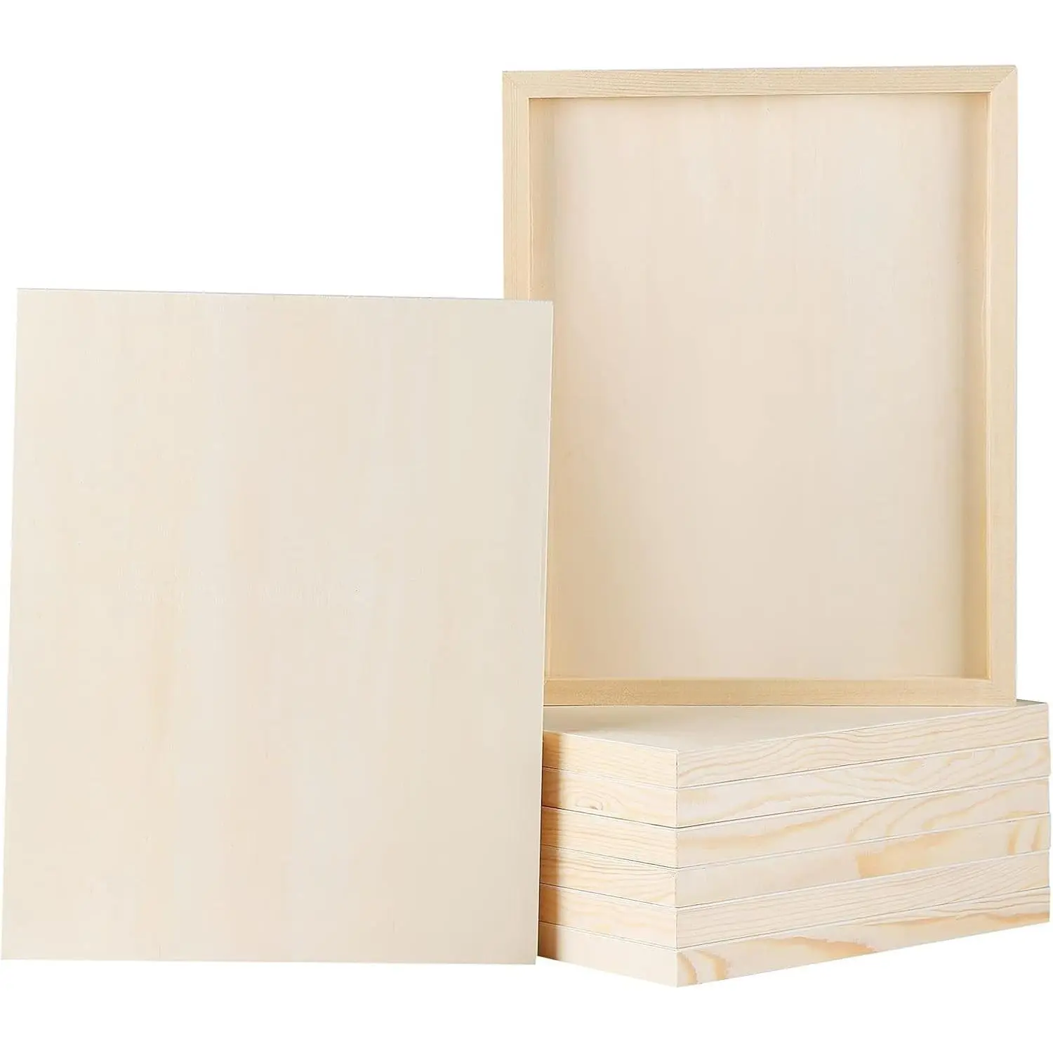 8 Pack Wood Panels 11 x 14 inch Wooden Canvas Board Unfinished Wooden Panel Boards for Painting, Arts, Pouring Use with Oils, Acrylics