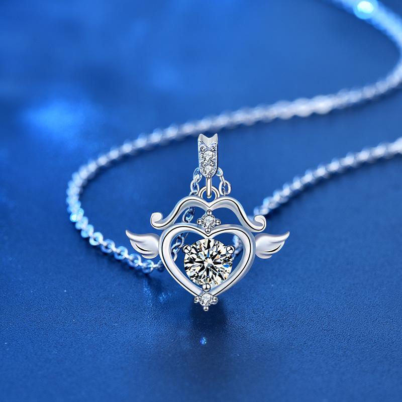 [ASM-NC130] Moissanite Diamond Cupid's Arrow Necklace Female 925 sterling silver fine jewelry silver jewelry moissanite necklace