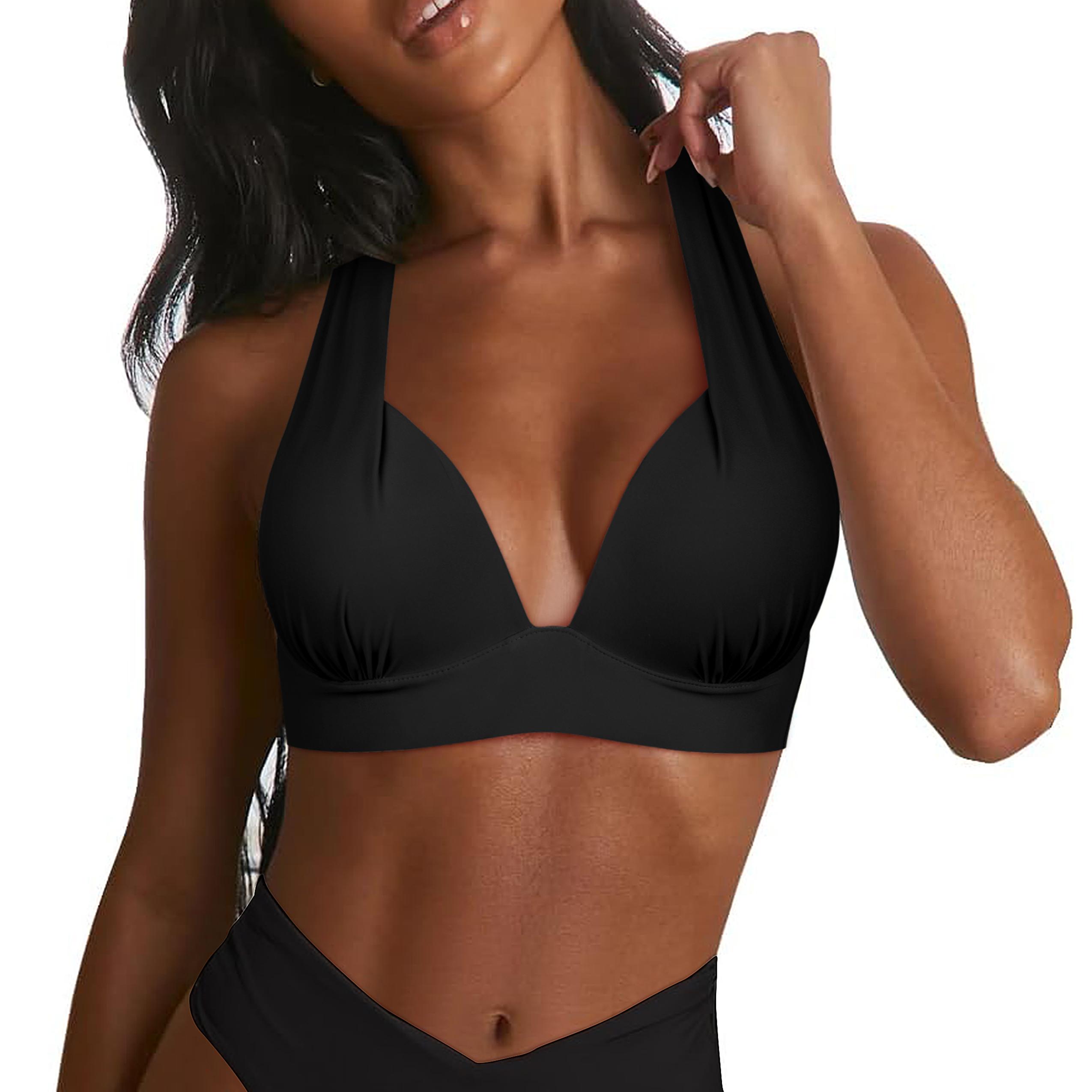 Hilor Women's Push Up Bikini Top Sexy Triangle Top Swimsuit Halter Bathing Suit Swim Tops