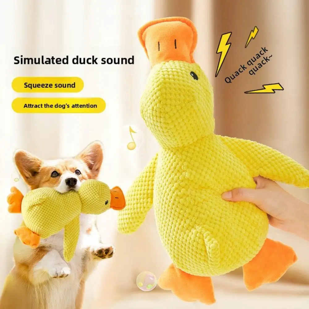 Flexible Rubber Duck-Shaped Squeaky Pet Interactive Accessory - 1-Piece, Chew-Resistant, Quack Quack Sound Component, Oral Health Teeth Cleaner for Medium/Large Pet Daily Leisure Entertainment