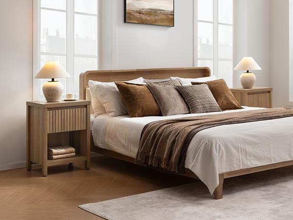 SICOTAS Fluted Night Stand Set of 2, Farmhouse Bedside Tables with Drawer and Open Shelf – Boho Bedroom Nightstands for Storage, Large End Tables with Vintage Design, Sturdy Engineered Wood Accent Furniture for Home Decor SICOTAS Fluted Night Stand Set of 2, Farmhouse Bedside Tables with Drawer and Open Shelf – Boho Bedroom Nightstands for Storage, Large End Tables with Vintage Design, Sturdy Engineered Wood Accent Furniture for Home Decor