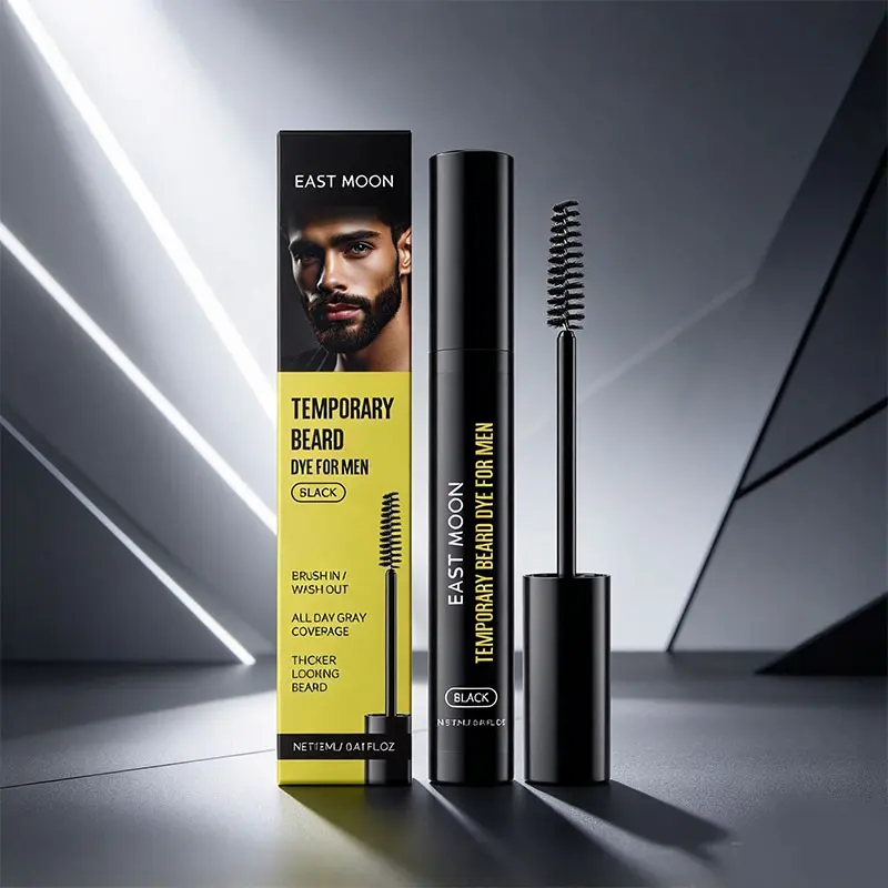 East Moon Beard and Brow Dye for Men, Black Beard Dye, 12ML Box, Moisturizing and Long-Lasting, Natural Look, No Bleeding, 2 Pieces
