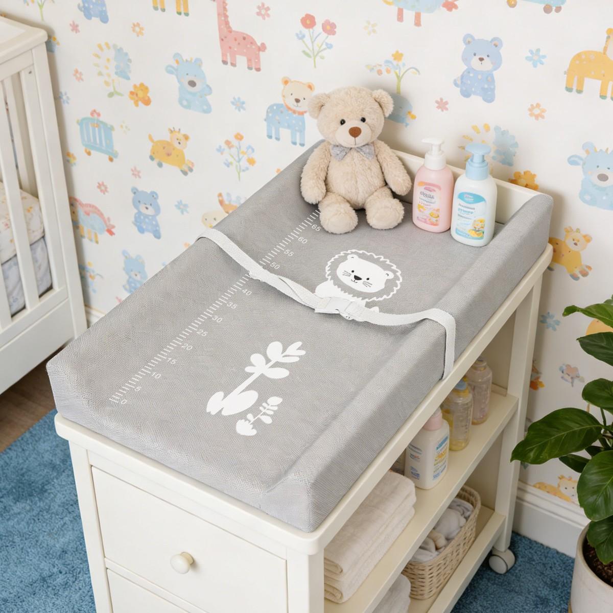 Baby Changing Table with PU Diaper Pad, Leather Infant Care Dressing Table, Baby Massage Mat, Compressed Packaging, Pure Color PU Diaper Table
