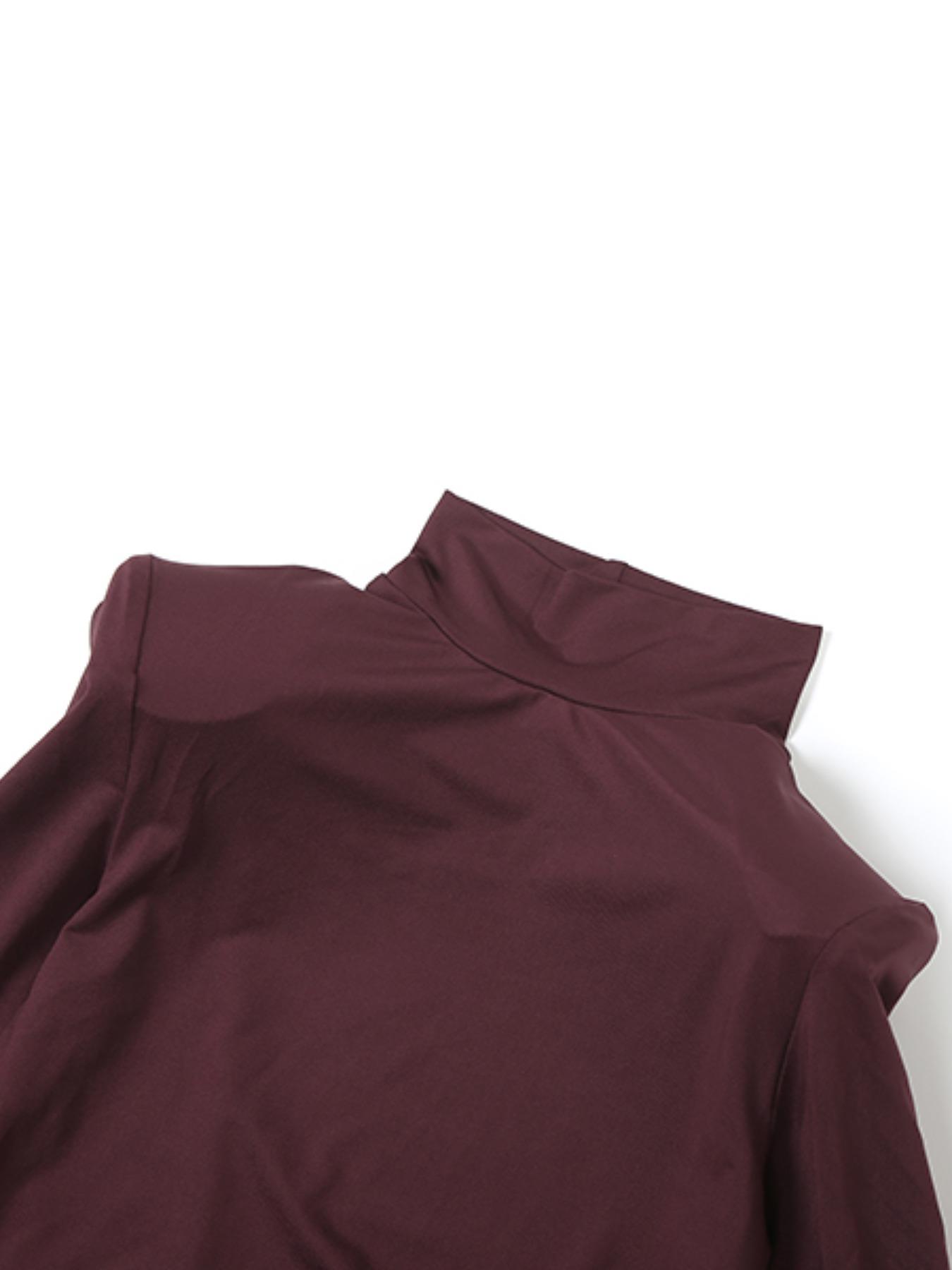 Women's High Neck Hollow Out Long Sleeve Dress, Casual Fashion Fall Winter Clothing, Elegant Plain Design, Perfect for Daily Wear