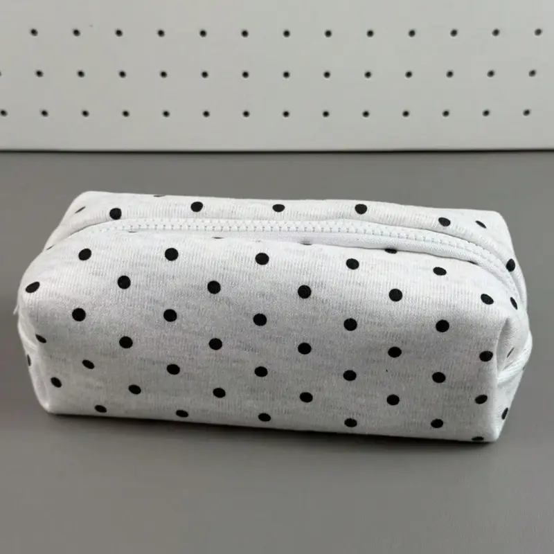 1pc Large Capacity Polka Dot Stationery Bag & Cosmetic Pouch: Korean Style Pencil Case | Minimalist Portable For Girls, Suitable For All Seasons, Suitable For Desktop Decoration, Desk Supplies, Office Supplies