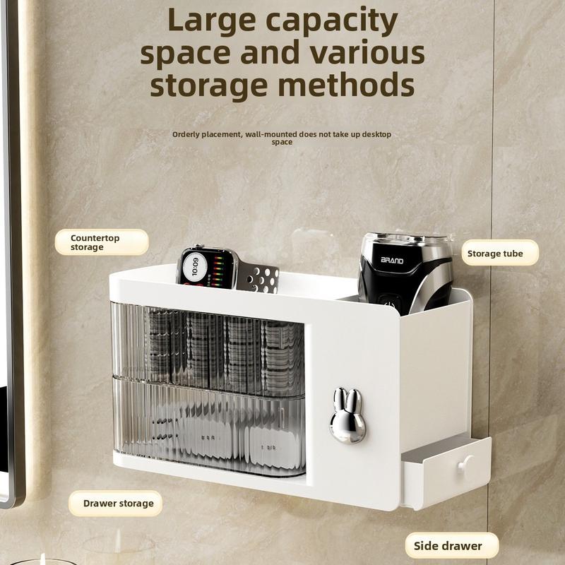 Rotating Wall-Mounted Multi-Functional Desktop Storage Box, Organize Phone Charger Cables, Bathroom Small Items, Home Office Use