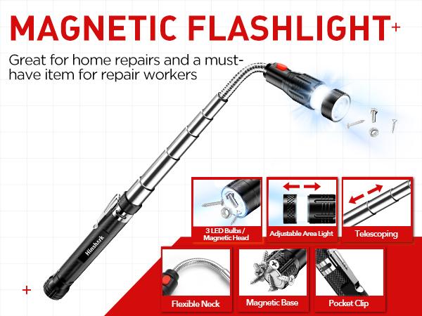 BIIB Valentines Day Gifts for Him, Gifts for Men LED Telescoping Magnetic Pickup Tools, Mens Valentines Day Gifts for Boyfriend Husband, Mens Dad Gifts, Anniversary Birthday Gifts for Men Cool Gadgets