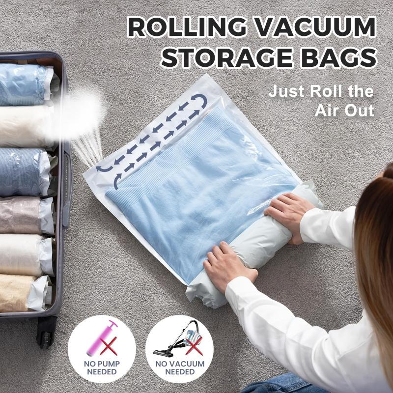 convenient and quick travel essentials, transparent storage bags that do not require a pump or vacuum cleaner, available in various sizes, upgraded with a matte texture, suitable for towels, socks, cosmetics, underwear, and jackets
