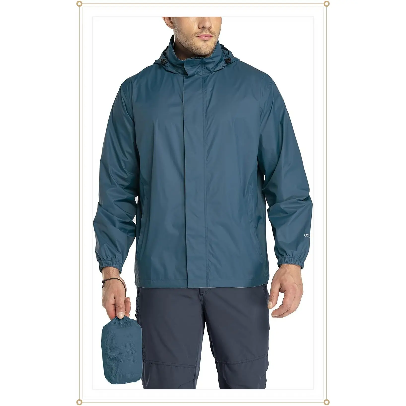 Men's Packable Rain Jacket Lightweight Waterproof Golf RaincoatGift
