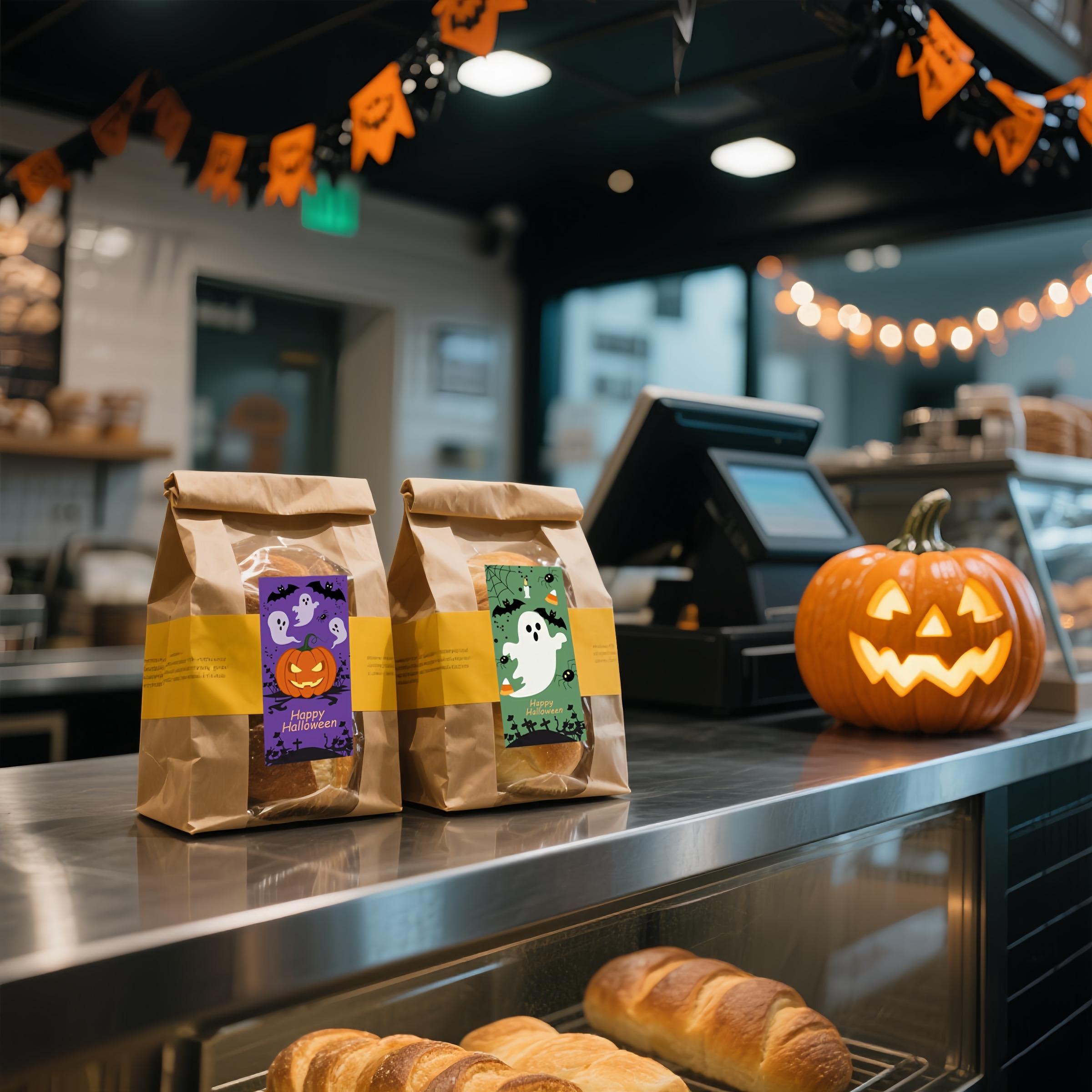 Halloween Sealing Stickers, Large Rectangular Labels for DIY Gifts & Baking, Holiday Tags for Wrapping & Stationery Decoration