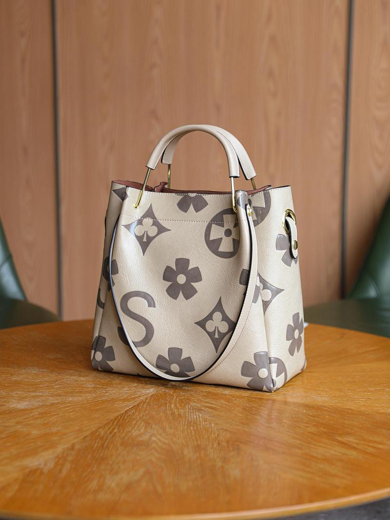 Women's Elegant Floral Embossed Tote Bag, Fashionable Shoulder Bag Set, Versatile Work & Casual Bag, Daily Use Accessory, Elegant Commuter Bag