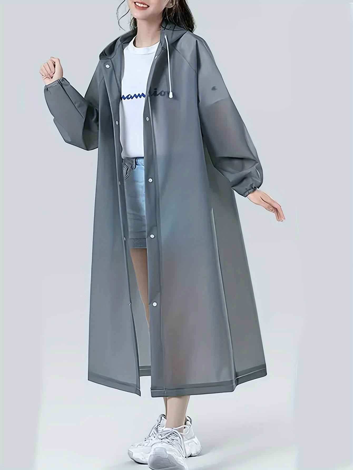 1pc Dark Gray Outdoor Sports Adult Raincoat, Windproof High Quality EVA Thickened Full-Body Coverall Rain Poncho for Travel, Outdoor Cycling, Portable Hooded Hiking Raincoat for Women