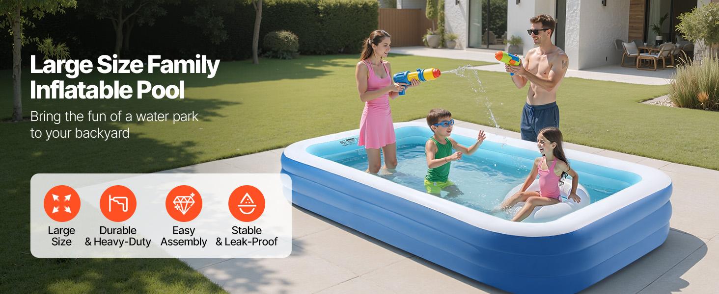 VEVOR Large Inflatable Swimming Pool, 118x67x20 in Blow Up Model with Repair Patches, for Family Summer Use (Home Improvement & Building Supplies, Outdoor Swimming Pool), Swimming Pools VEVOR Large Inflatable Swimming Pool, 118x67x20 in Blow Up Model with Repair Patches, for Family Summer Use (Home Improvement & Building Supplies, Outdoor Swimming Pool), Swimming Pools