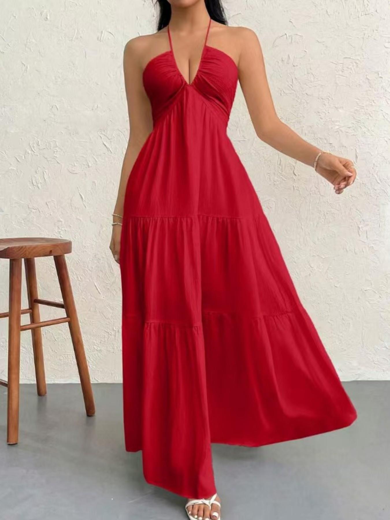 Women's Simple Loose Sleeveless A-Line Dress, Summer Casual Basic Beach Vacation Party Minimal Elegant Dress, Fashion Women's Clothing