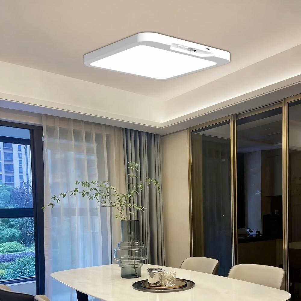 Smart Sensor Ceiling Light, Rechargeable Design, Adjustable Brightness & Color Temperature, Dual Sensing for Hallway, Stairs, Closet, Bathroom