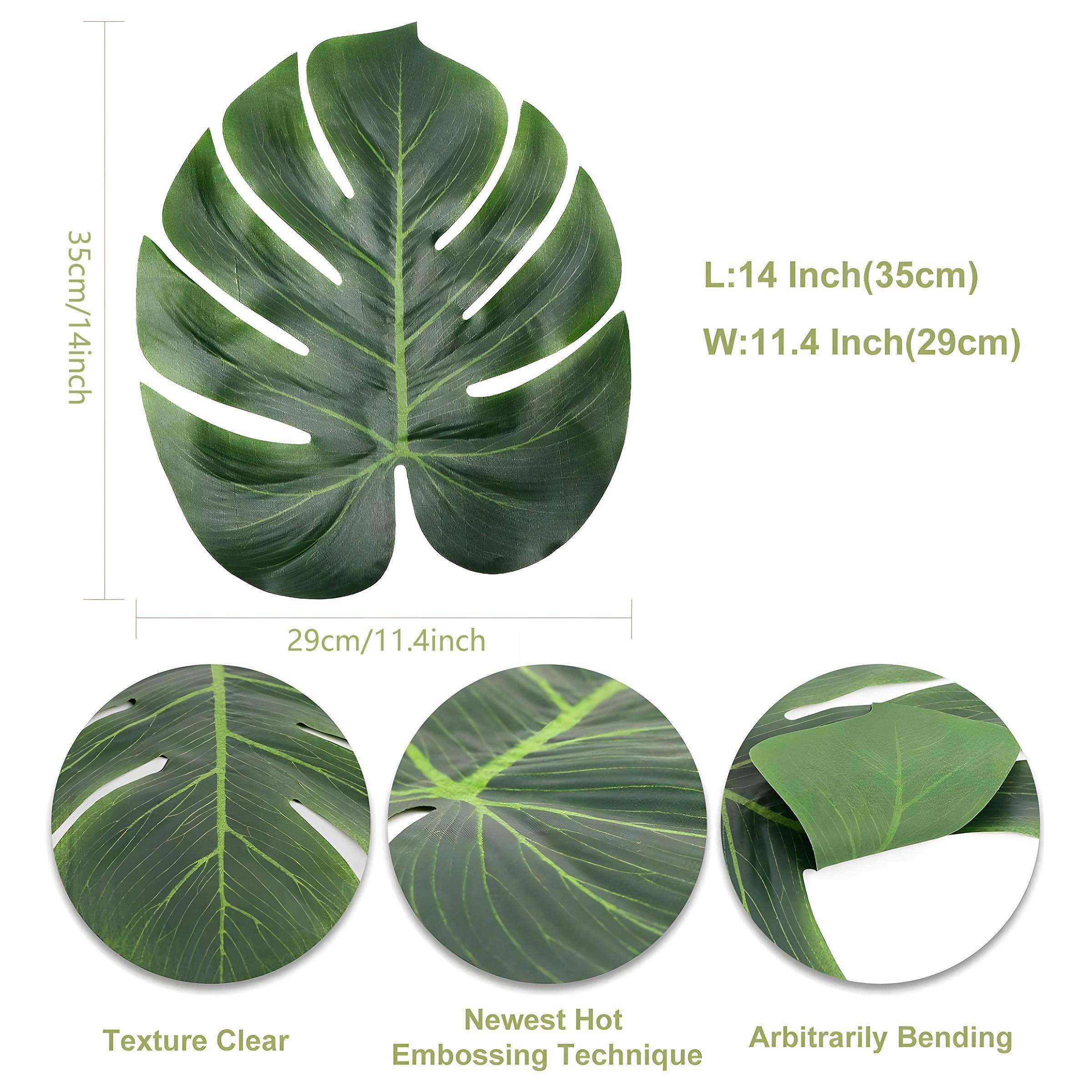30pcs Palm Leaf Artificial Tropical Monstera Leaves, Hawaiian Party Table Decor, Wedding Birthday Theme, Plant Party Decoration, Artificial Plants, Decorative Artificial Plants, Decorative Fake Plants