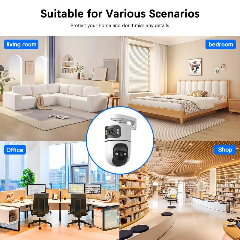 (2-Pack) Smart Security Camera Outdoor/indoor, 2.5k Resolution, 360° Pan/tilt, Motion Detection, Color Night Vision, WiFi Connectivity