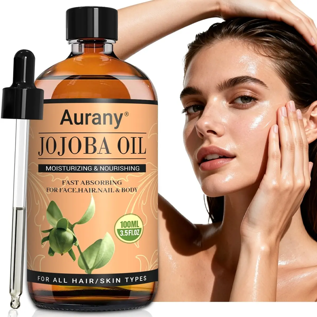 Jojoba Oil Essential Oil for Skin, Carrier Oil, Premium Nourishing Oils, Essential Oil Moisturizing and Relieve Dry Skin, Natural Cold Pressed Oil, Suitable For Face, Hair, Body, Essential Oils for Diffusers for Home-100ML