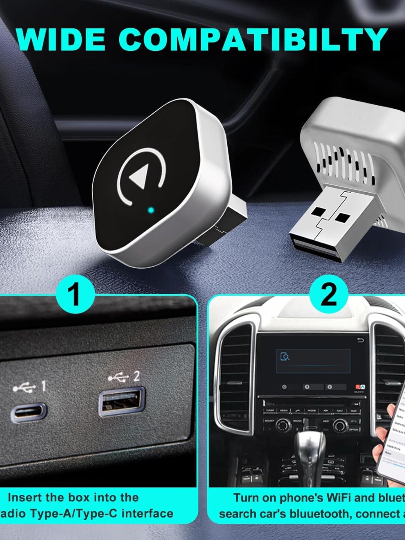 Universal Wireless Carplay and Android Auto Mini Adapter, Plug-And-Play USB Encryption Dog, Compatible with Volkswagen, Toyota, Ford, Mercedes-Benz, Nissan, Honda, Bmw