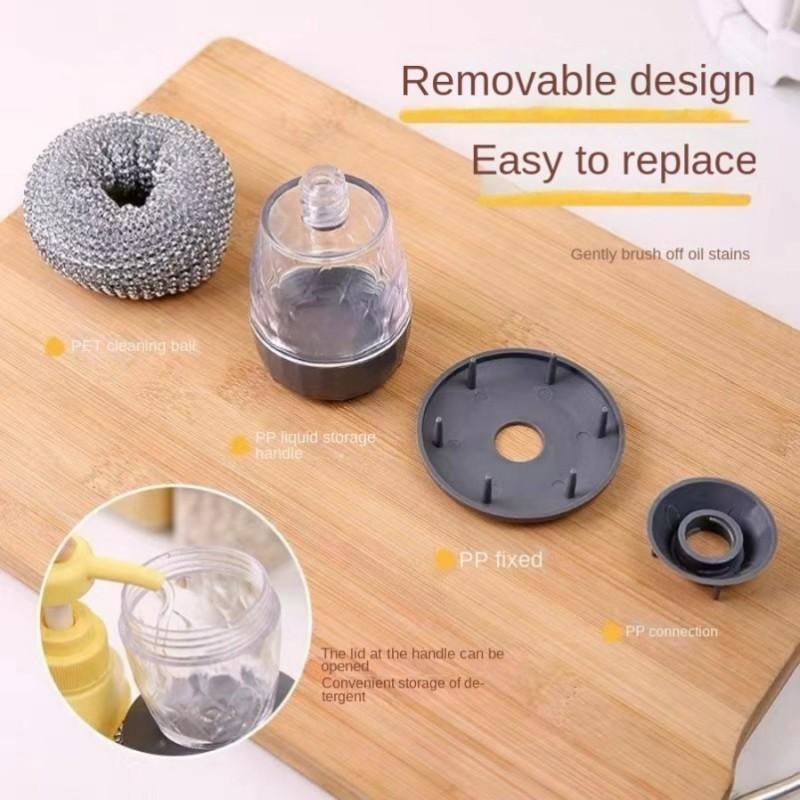 Automatic Liquid Soap Dispenser Brush Handle, Comfortable Grip for Kitchen Sink Cleaning, Dishwashing Tool, Pot Bowl Cleaner