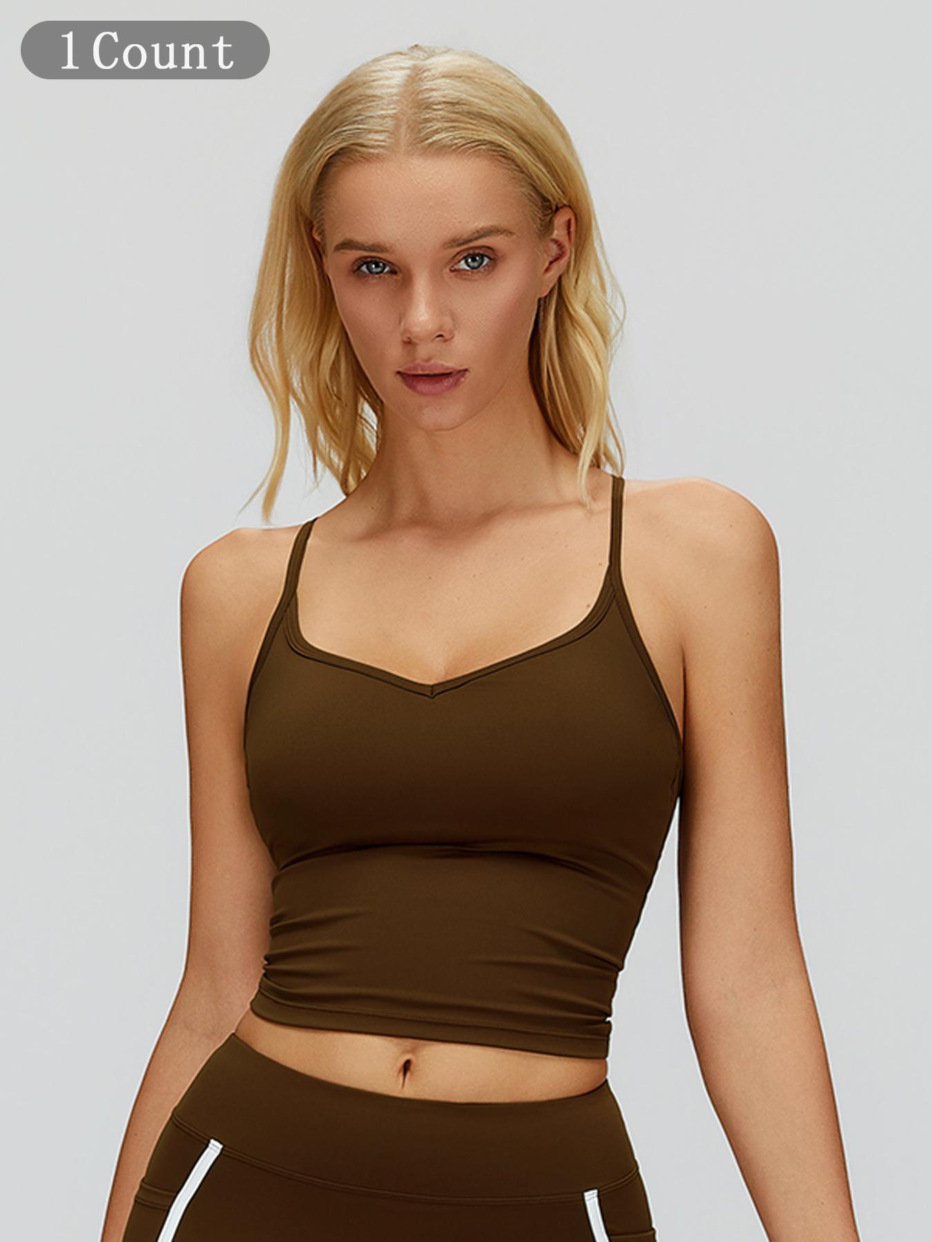 Crossback Yoga Tank Top, Seamless Design, Tight-Fitting Gym Sports Bra, Ideal for Running & Outdoor Activities, Women's Fitness Wear