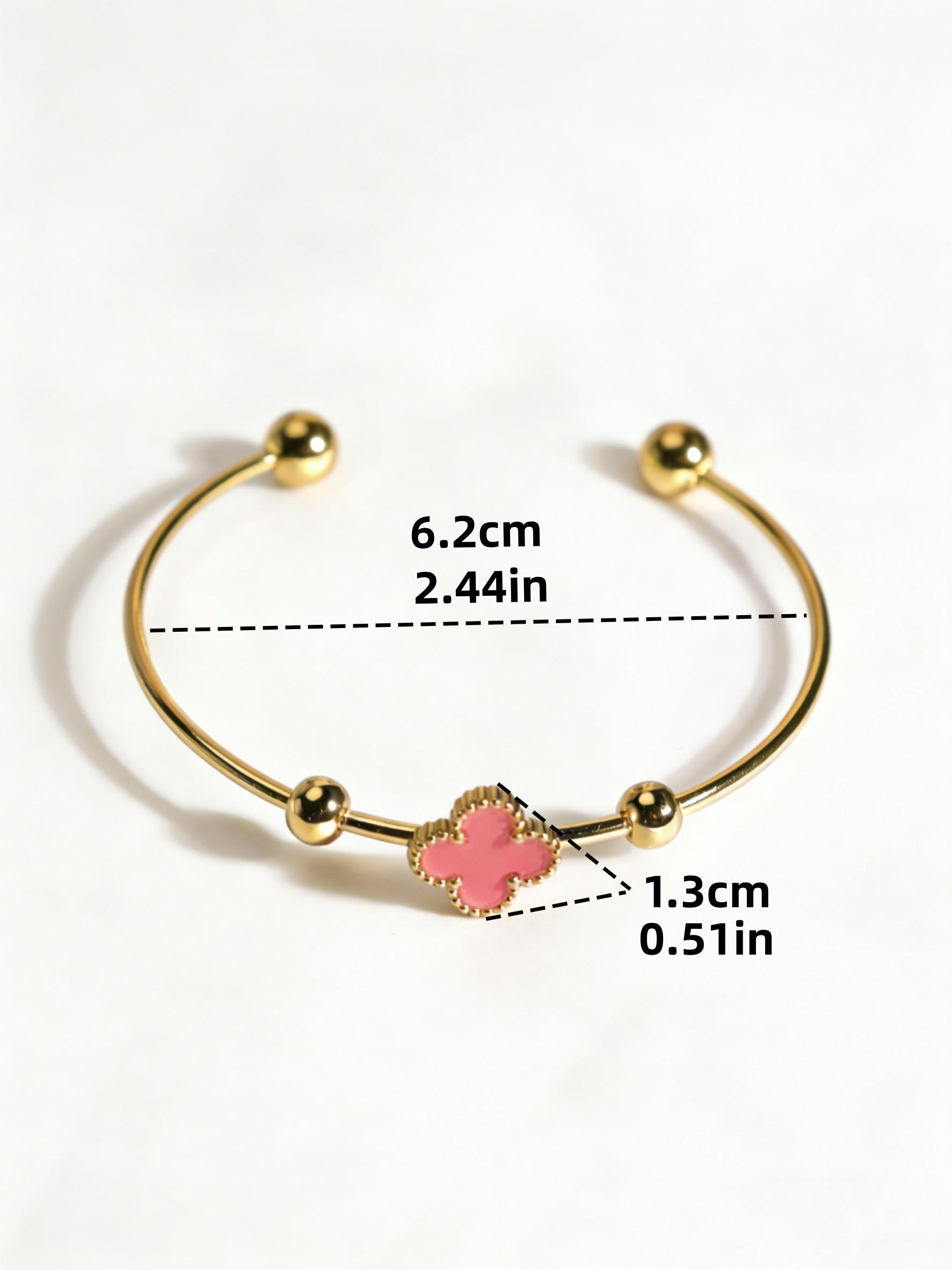 Luxury Clover Bracelet, Unique Court Style Korean Four-Leaf Clover Stainless Steel Open Bracelet, Perfect for Daily Wear, Women's Fashion Accessory