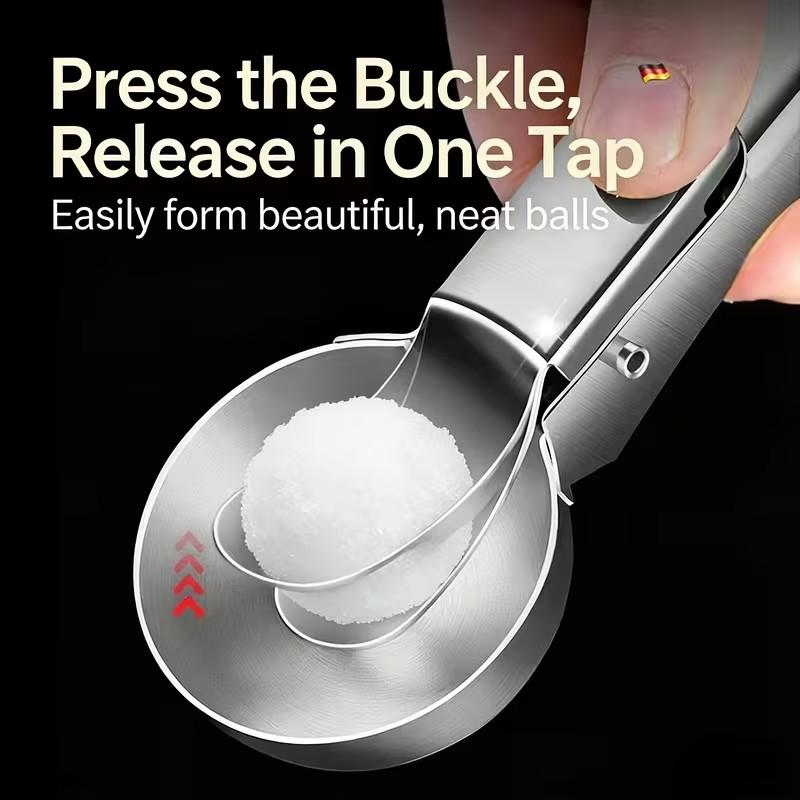 3 piece Food-Grade Stainless Steel Ice Cream Scoop Baller, Dual-Purpose for Commercial & Home Use, Special Tool for Watermelon Fruit Ice Cream, Professional Design Comfortable Grip, Kitchen Baking Dessert Shop Tool