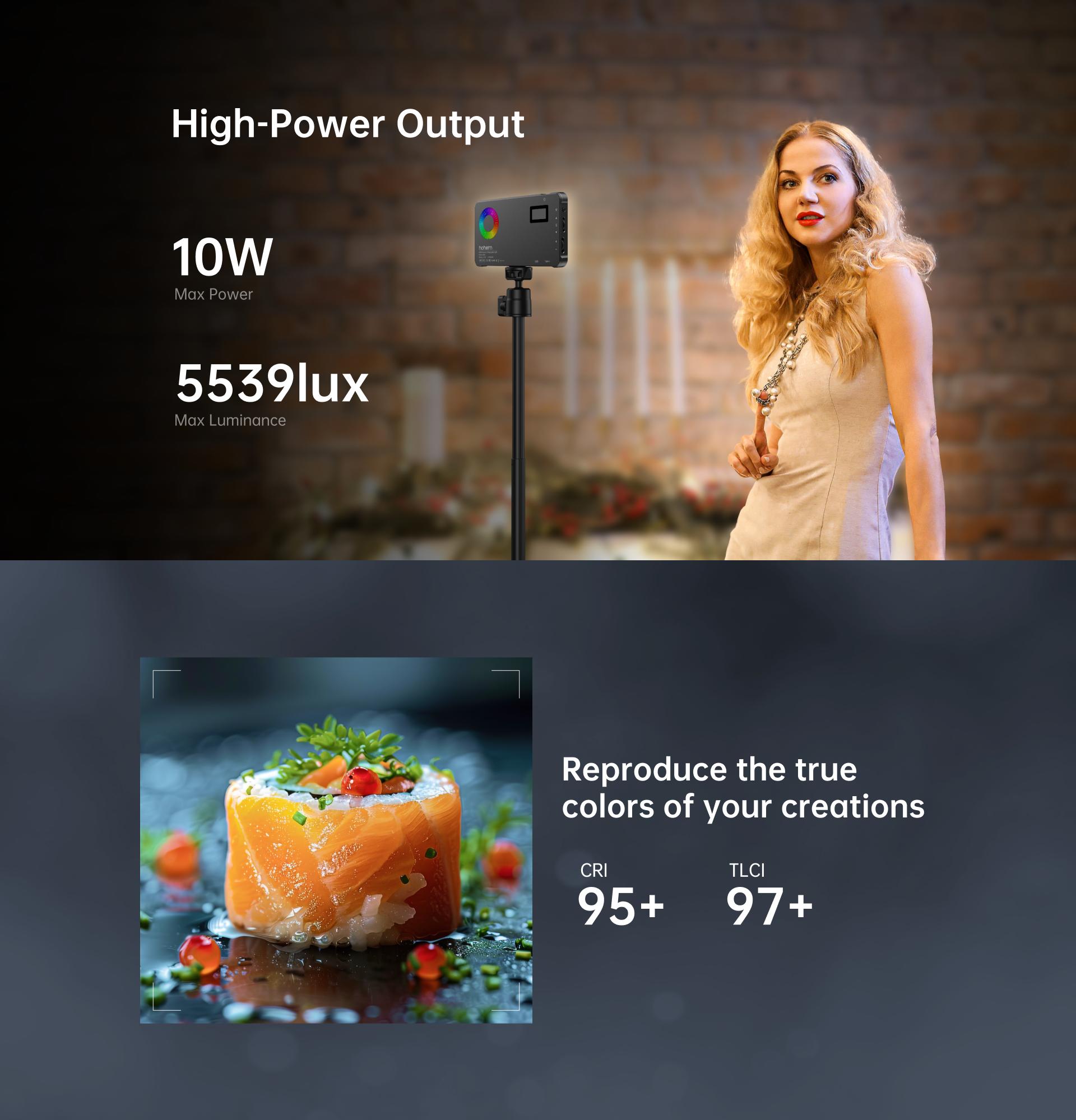 Hohem HPL-R01 RGB LED Photography Lighting, 4000mAh Powerbank, 2500K-9000K, 24 Effects Modes, Rechargeable DSLR Lighting for Vlogging, Gaming, Streaming, Photography, Video Conference, Long Battery Life, Fits Phone and Camera