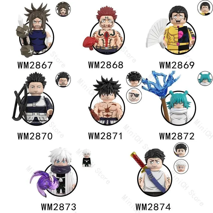 WM6202 Anime Cartoon JJK Action Figures Building Blocks Gojo Satoru Ryomen Sukuna Itadori Yuji Mai Todo Hana Maki Sukuna Bricks