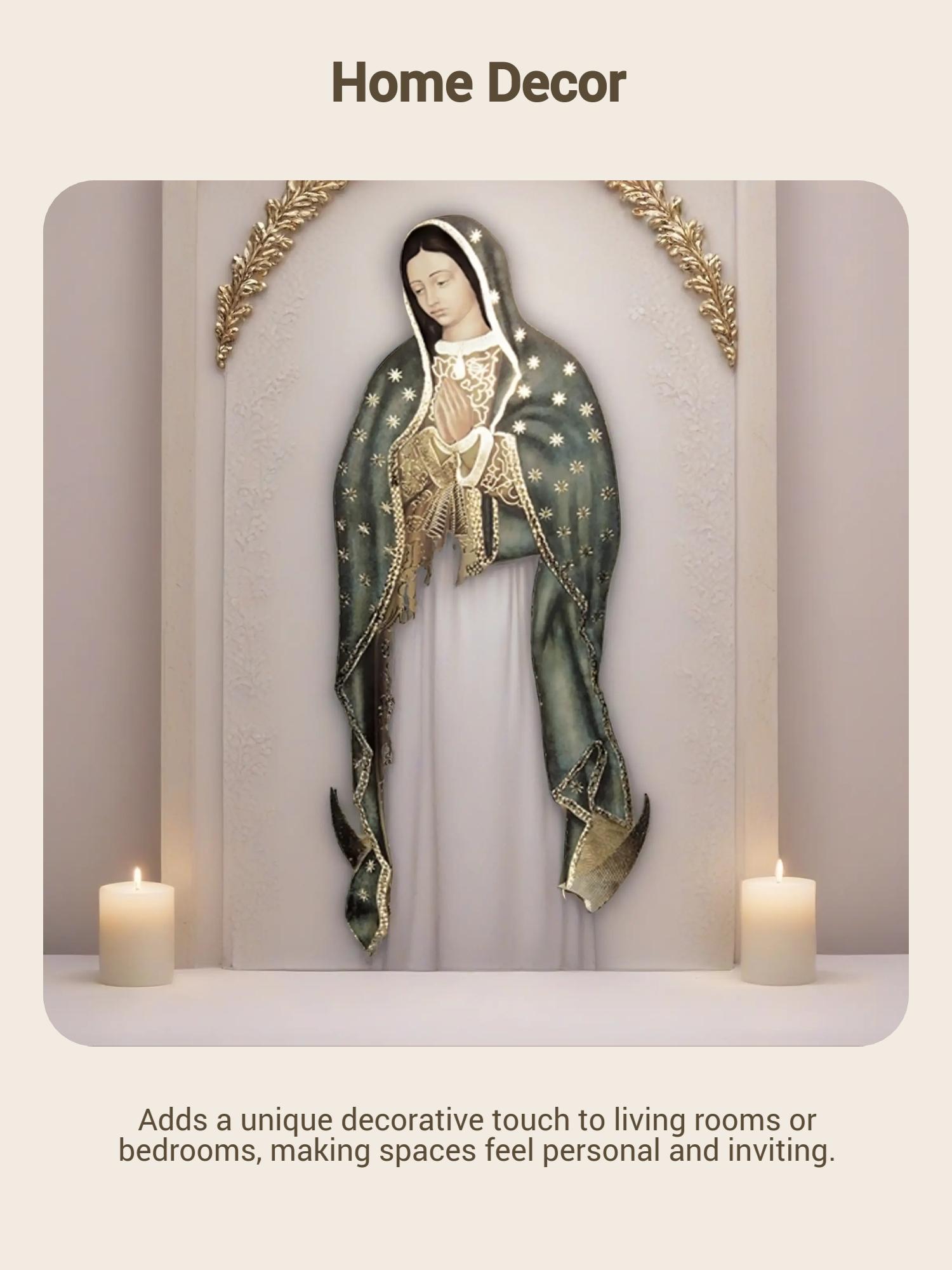 Guadalupe Virgin Mary Pattern Unframed Painting, Wall Art Canvas Printing, Wall Decor for Home Living Room Bedroom, Religious Decoration