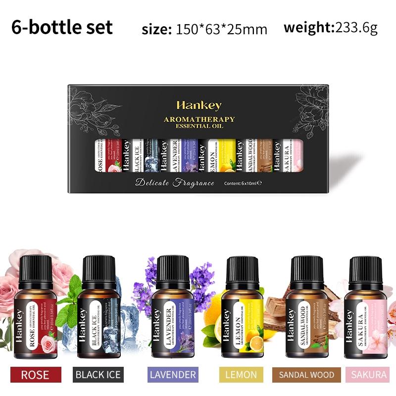 6pcs 10ML Aromatherapy Essential Oil Gift Set, Natural Yoga Oil Plant-Based, Scented Diffuser Oils, Suitable for Humidifiers Diffusers, Deodorizer for Living Room Bathroom