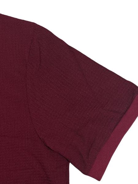 Men's Solid High Neck Knit Water Ripple Short Sleeve T-Shirt, Stylish Casual Sport Underwear, Outdoor Travel and Daily Leisure Essential Unisex Neutral