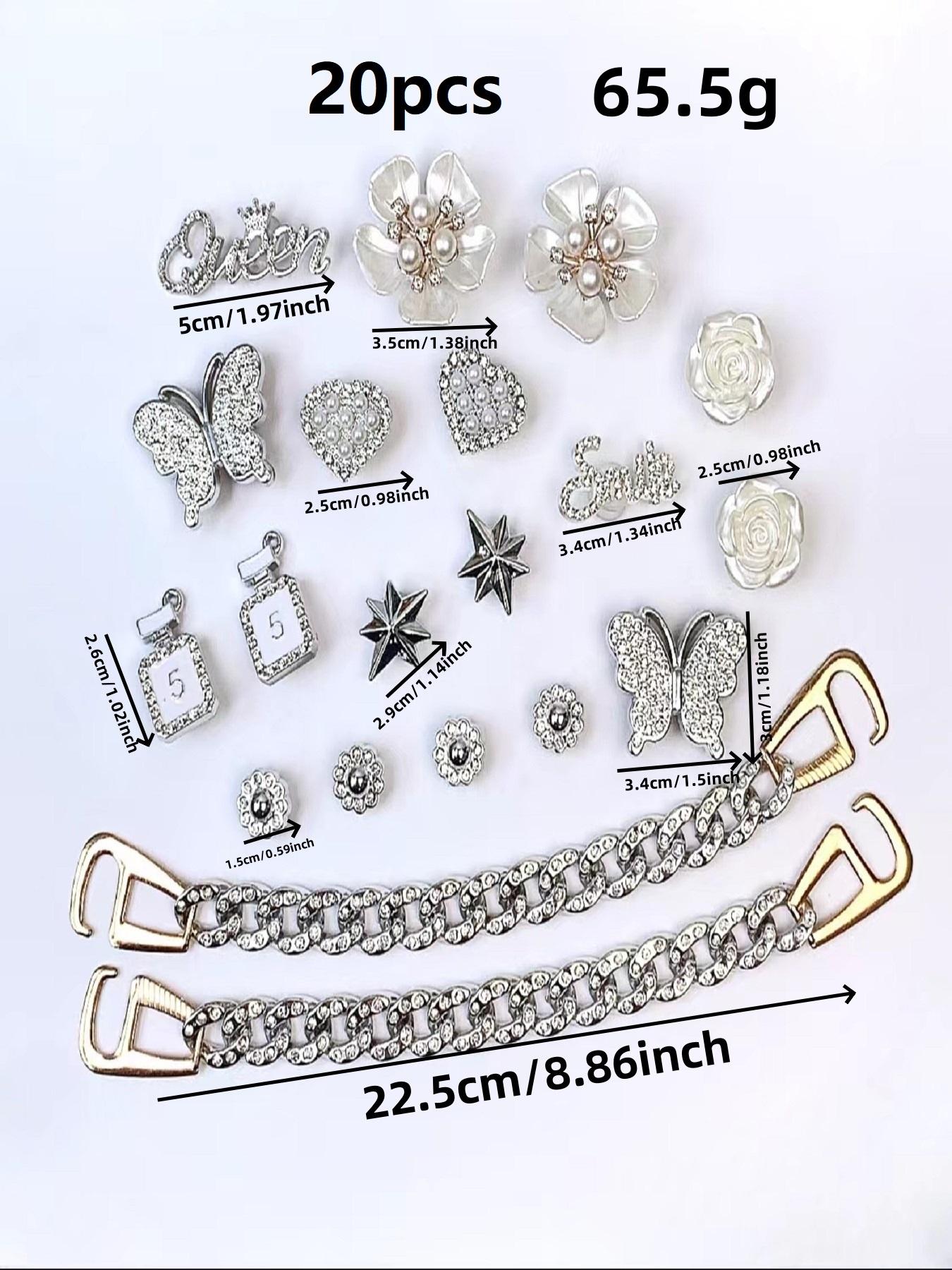 Rhinestone Decorated Shoe Charm, Cute Butterfly & Flower & Chain Design Shoe Decoration for Women's Clogs, Fashionable Shoes Decorations for Clogs, Rhinestone Shoes Charms