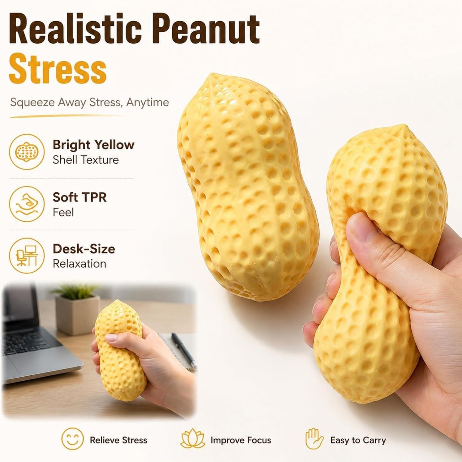 Crunchy Peanut Squishy for Adults, Sensory Squishies, 1 PC Slow-Rising Squeeze Toy, Stress Relief Sensory Fidget Toy