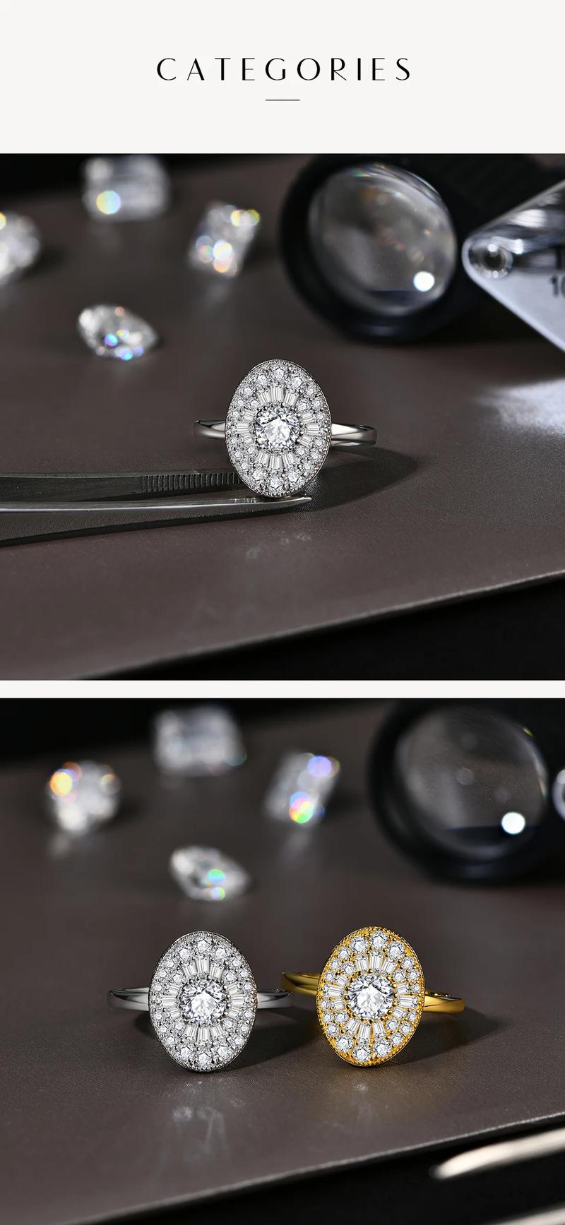 D/VVS1 Round Shape All Synthetic Moissanite Ring for Women Real 925 Sterling Silver Engagement Fine Jewelry BlackFriday Gift R111