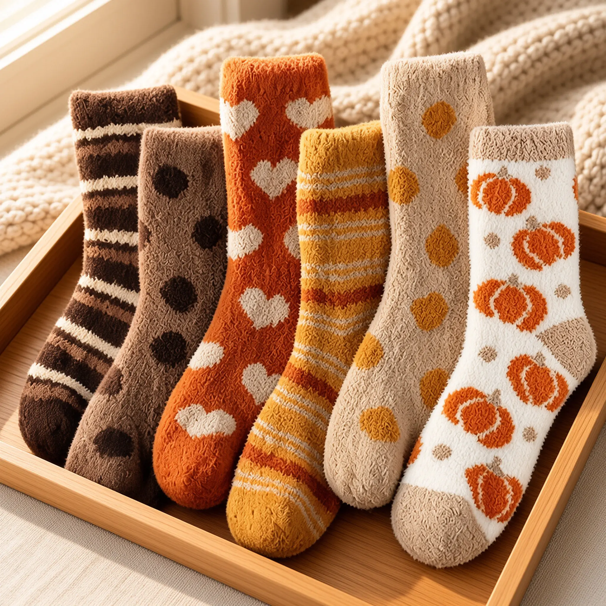 Autumn Winter Striped Coral Velvet Plush Mid-Calf Fuzzy Socks, Cozy Warm Matching Couples Home Floor Sleep Socks, Soft Fluffy Chenille Fleece Crew Slipper Socks, Essential Winter Supply Items, Trending TikTok Finds, Popular Search Cozy Loungewear Style, C