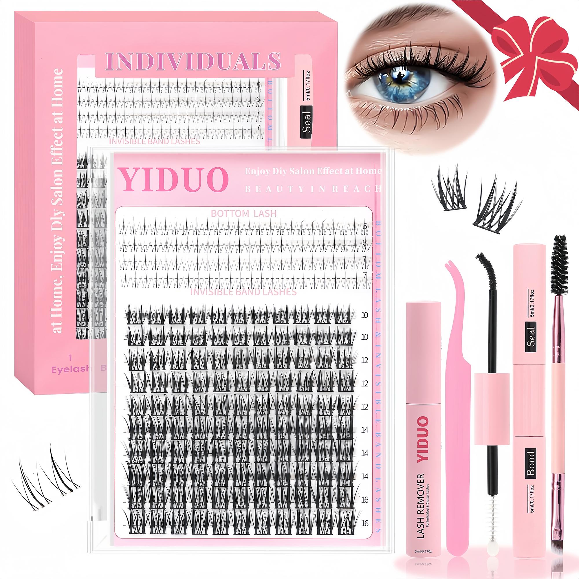 5 Styles Lash Clusters Kit with Eyelash Tools: Bond and Seal | Lash Remover | Eyelash Brush | Lash Tweezers Manga+Manga&Bottom+Wispy+Fairy Lashes Extensions 5-16mm Natural Wispy Individual DIY Eyelash Kit Salon at Home | Long-Lasting Glam Effect Easy DIY