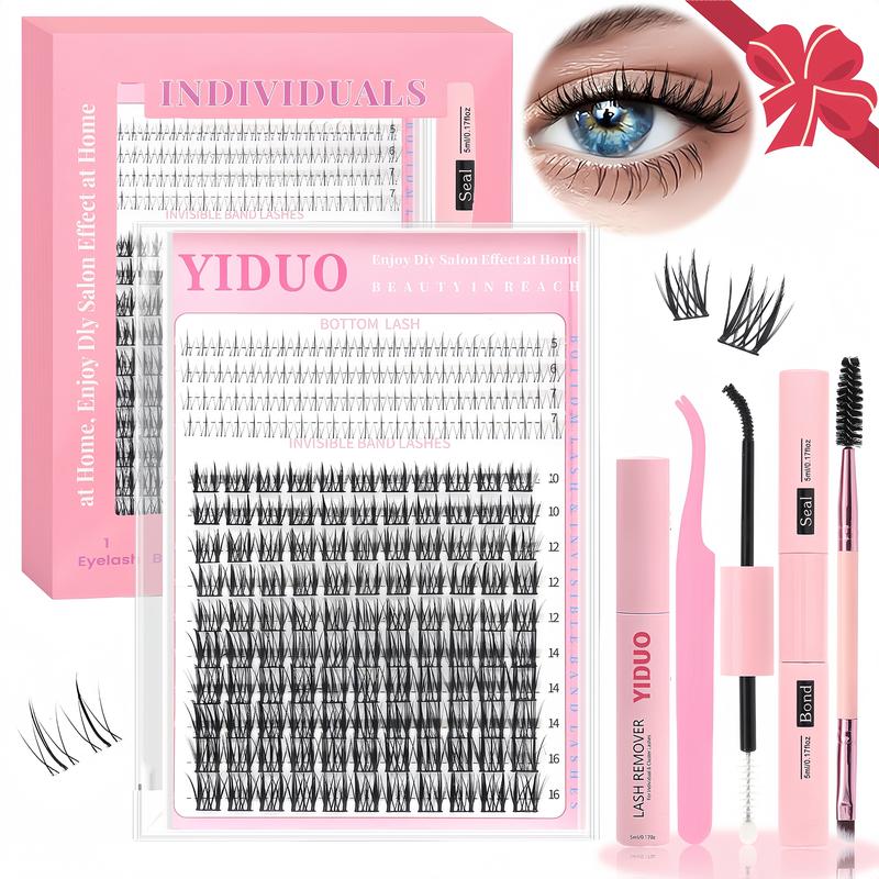 5 Styles Lash Clusters Kit with Eyelash Tools: Bond and Seal | Lash Remover | Eyelash Brush | Lash Tweezers Manga+Manga&Bottom+Wispy+Fairy Lashes Extensions 5-16mm Natural Wispy Individual DIY Eyelash Kit Salon at Home | Long-Lasting Glam Effect Easy DIY