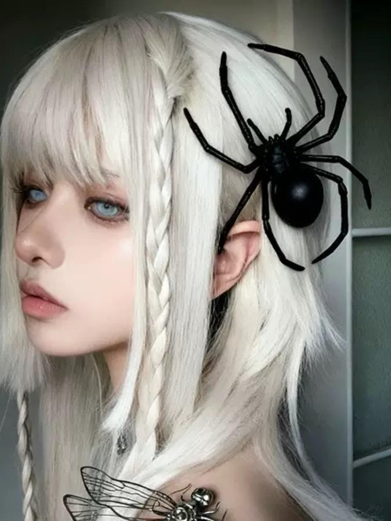 Halloween DIY Dark Gothic Spider Hair Clip, Punk Style Tribal Pattern, Unique Prank Headwear, All-Seasons Accessory