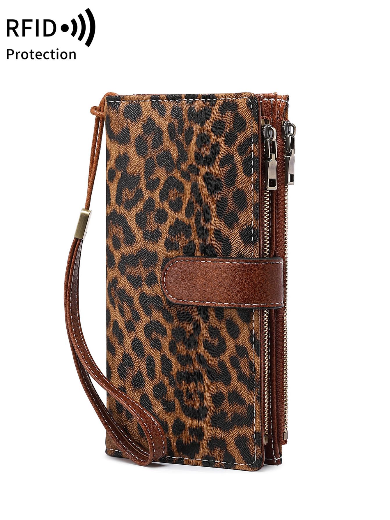 Fashion Leopard Pattern Zipper Long Wallet, CasualVersatile Stylish Wallet for Women, Trendy All-match &Exquisite Wallet for Birthday Gift，Christmas Gift, Valentine's Day Gift, Ideal Gift, Fashionable Wallet, Durable Fashion Wallet