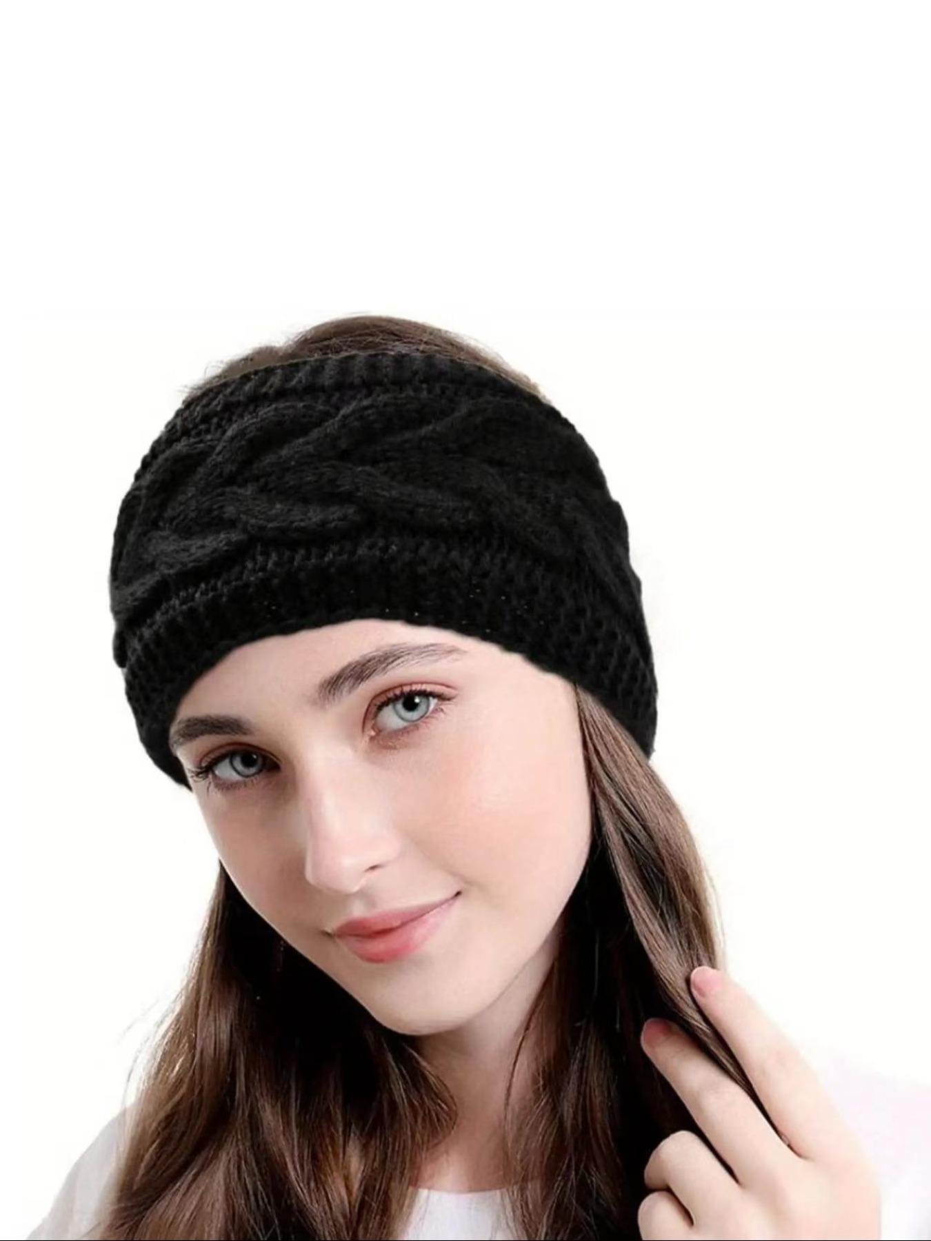 Women's Winter Plush Ear Warmer Headband Set, Soft Elastic Polyester Fiber, Commuting Outdoor Sports Skiing, Comfortable Warmth Protection